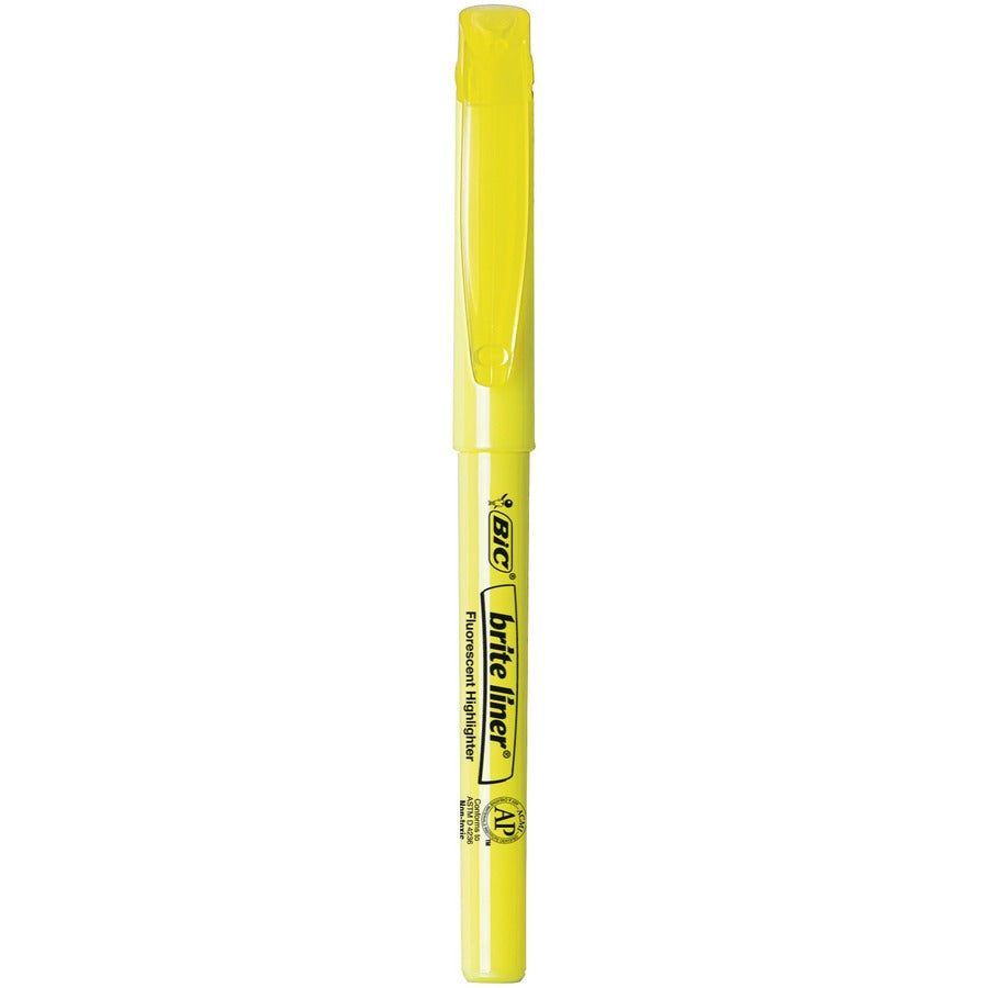 BIC Brite Liner Highlighter, Chisel Tip For Broad Highlighting & Fine Underlining, Yellow