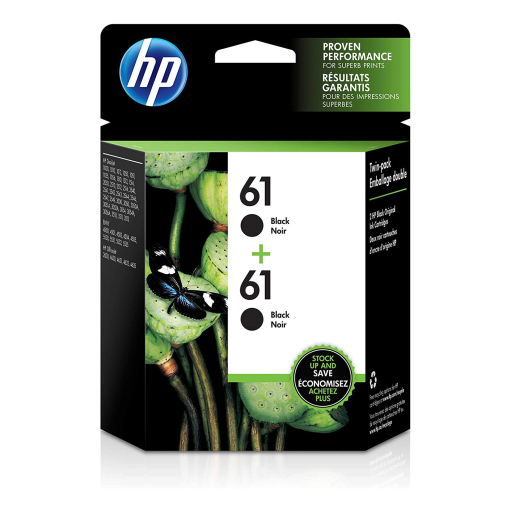 HP 61 Black Ink Cartridge Twin Pack