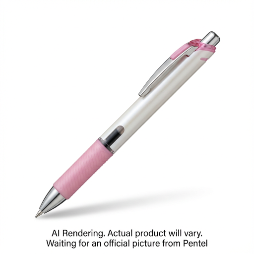 EnerGel Pearl Liquid Gel Pen, (0.7mm) Metal Tip, Pink Accent, Black Ink