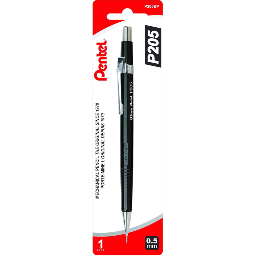 P200 Mechanical Pencil (0.5mm) 1PC Pack, Black Barrel