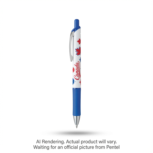 EnerGel Canadian Barrel Design 4, Liquid Gel Pen, (0.7mm) Metal Tip, Blue Ink, Barrel Design 2