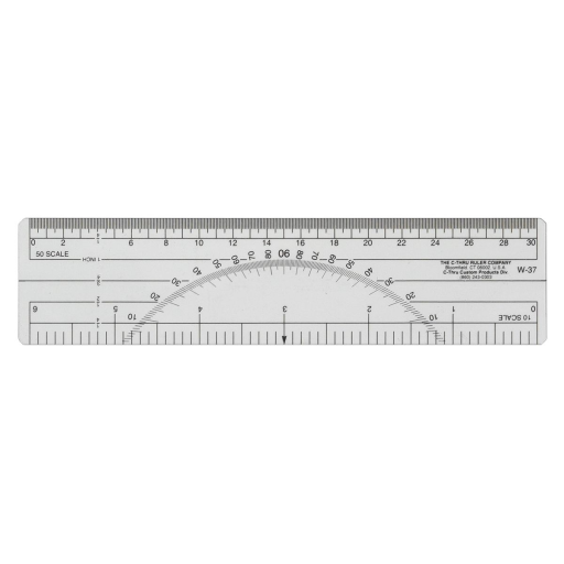 Protractor Ruler 10ths/50ths, 6?
R?gle rapporteur 1/10 et 1/50 au po, 6 po
