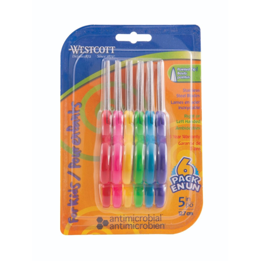 5? Antimicrobial Pointed Kids Scissors, 6/pk / Ciseaux ? bouts pointus avec protection antimicrobienne pour enfants, 5 po - 6/paquet