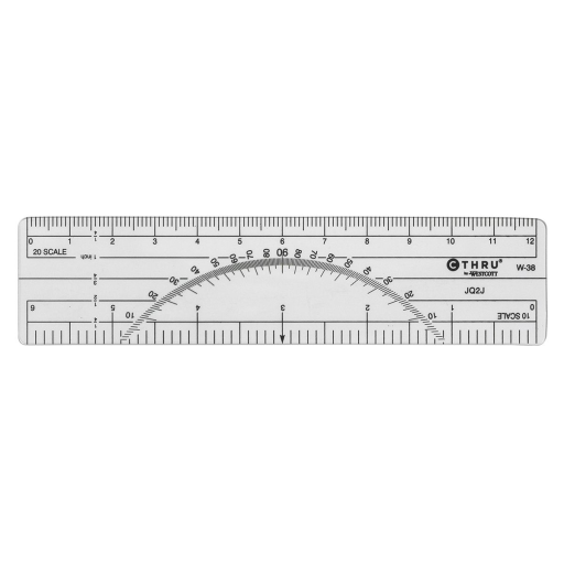Protractor Ruler 10ths/20ths, 6?
R?gle rapporteur 1/10 et 1/20 au po, 6 po