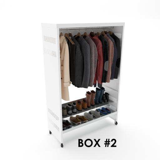 (CUSMA form attached) Zeus Mobile Coat and boot rack / 2 Tier / Shelf 46.25" Grey / Pure White Frame / Store 10 pairs /Box 2 of 2
