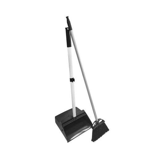 Heavy-Duty Lobby Dustpan with Wheels and Lobby Broom Combo
