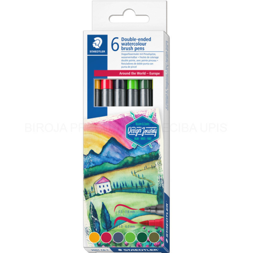 Staedtler Double ended Watercolour brush pens 6ct set, Europe