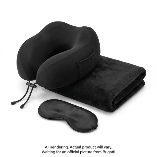 Bugatti 3 Piece Travel Set (Memory Foam Neckpillow, Silky Eye Shade, Velvety Blanket)