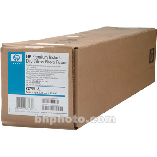 HP Premium Instant-dry Gloss Photo Paper 261 microns (10.3 mil) ? 260 g/m? ? 24 in x 75 ft