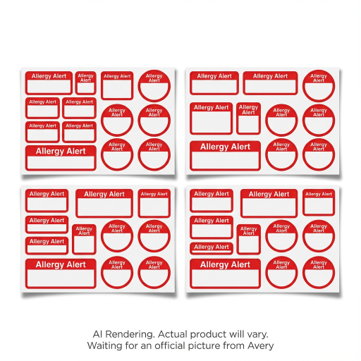 Avery Hand-write Allergy Alert Labels, Asst'd shapes and sizes, Permanent, Red Border, 44/pkg
