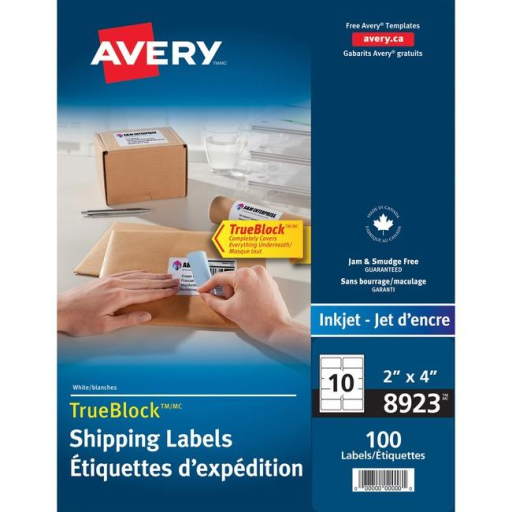 8923 WHITE, TRUEBLOCK, 4" X 2", PERMANENT, 10 SHEETS/ENV.,