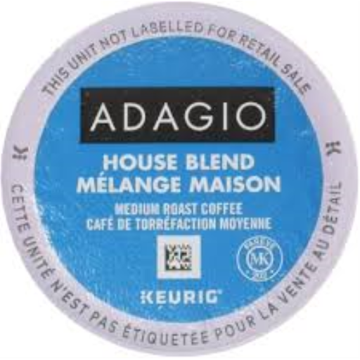 COFFEE-K CUP ADAGIO HOUSE BLEND, MEDIUM ROAST 24/BX