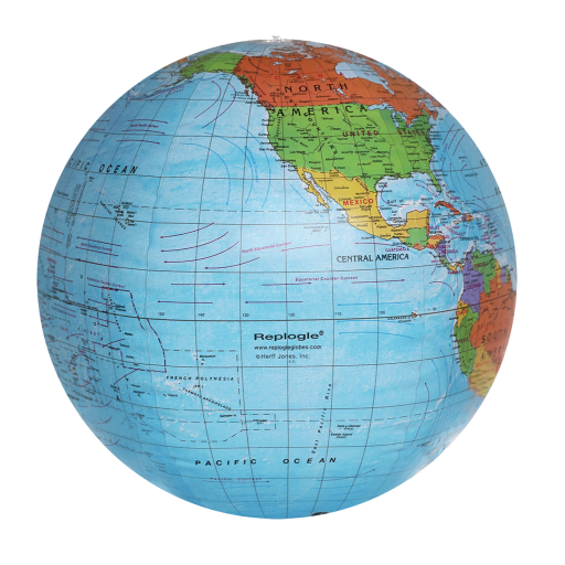 Inflatable Blue Ocean Globe 27"/60.5Cm Diameter Political (English)