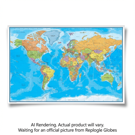 WORLD WALL MAP - 6/1 - Laminated Blue - EN