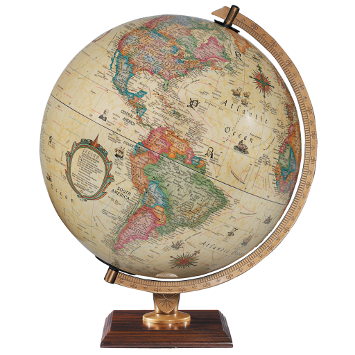 Carlyle 12"/30cm Diameter Antique Ocean Illuminated Desk Globe (French)