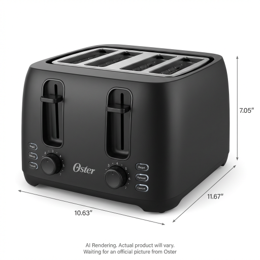 Oster 4-Slice Toaster with Custom Bagel Setting and Extra-Wide Slots, Black