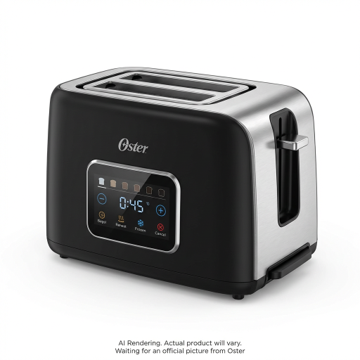 Oster 2-Slice Touchscreen Toaster with Digital Controls, Black with Stainless Steel Accents