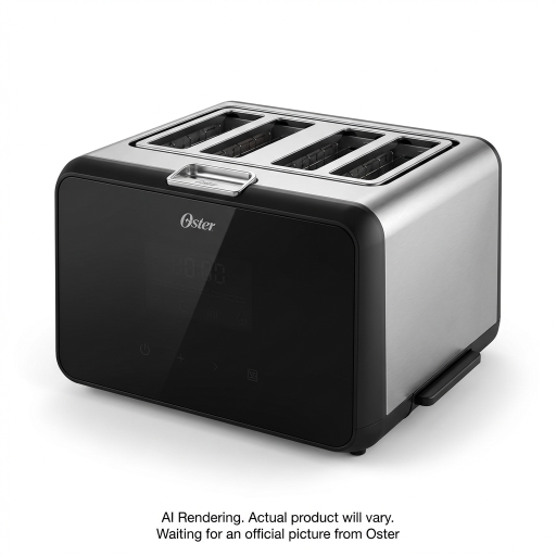 Oster 4-Slice Touchscreen Toaster with Digital Controls, Black with Stainless Steel Accents