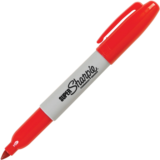 Sharpie Super Permanent Marker, Fine Point, Red, 1 Unit
