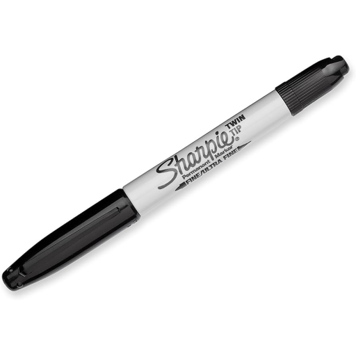 Sharpie Twin Tip Permanent Marker, Fine and Ultra Fine, Black, 1 Unit