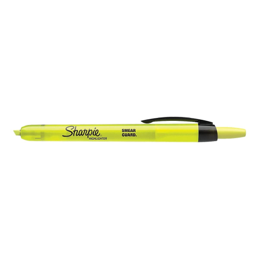 Sharpie Retractable Highlighter, Chisel Tip, Yellow, 1 Unit