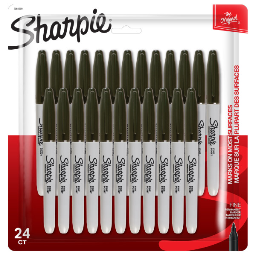 Sharpie Permanent Markers, Fine Point, Black, 24 Count