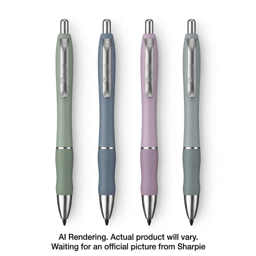 Sharpie S-Gel, Gel Pens, Medium Point (0.7mm), Assorted Fashion Barrels, Black Ink, 4 Count