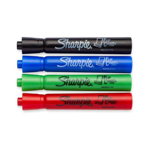 Sharpie Flip Chart Markers, Bullet Tip, Assorted Colours, 4 Count