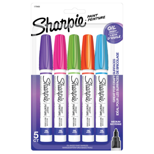 Sharpie Oil-Based Paint Markers, Medium Point, Assorted Colours, 5 Count