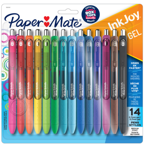 Paper Mate InkJoy Pens, Gel Pens, Medium Point (0.7 mm), Assorted Colours, 14 Count