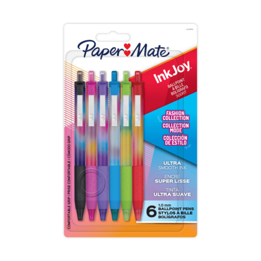 Paper Mate InkJoy 300RT Ballpoint Pens, Colourful Pens with Fashion Wraps, Retractable, Medium Point, Assorted Colours, 6 Count