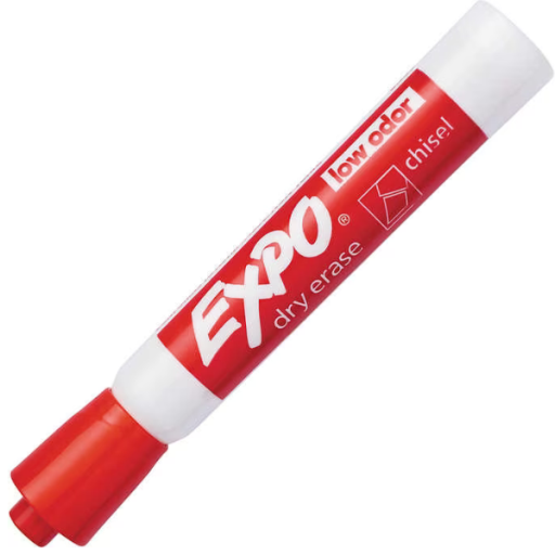 EXPO Dry Erase Marker, Low Odour Ink, Red, Chisel Tip, 1 Unit