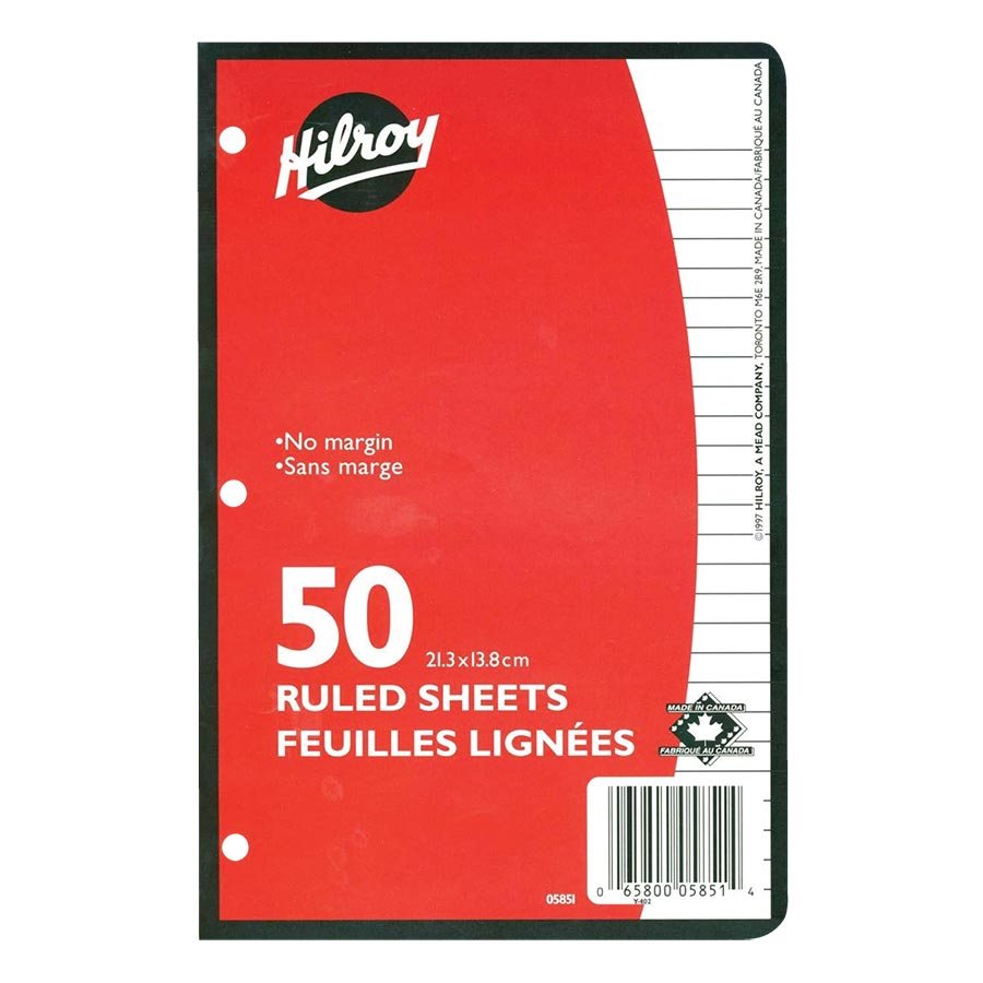 Ruled Loose Leaf Sheets (50 sheets)
