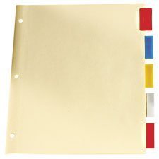 Insertable Tab Dividers Letter. 3-hole punched. Assorted colours., 5 tabs