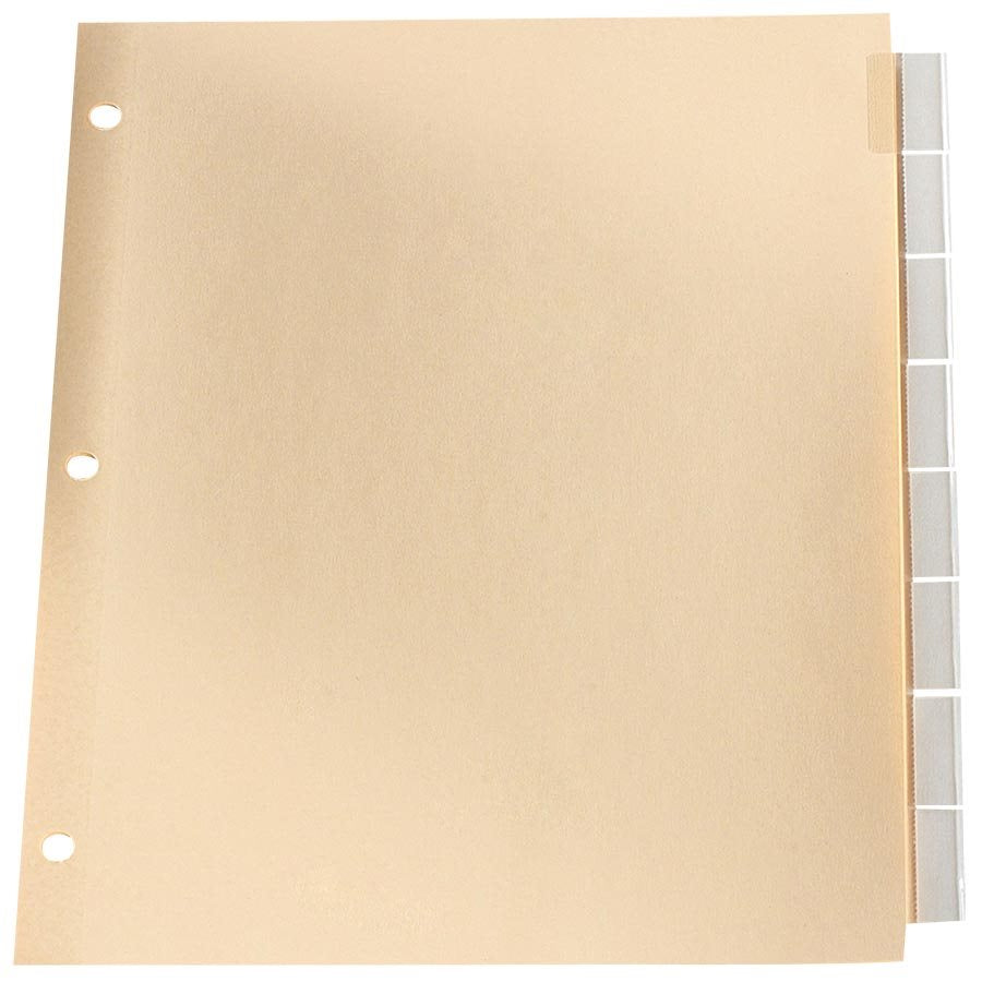 Insertable Tab Dividers Letter. 3-hole punched. Clear., 8 tabs
