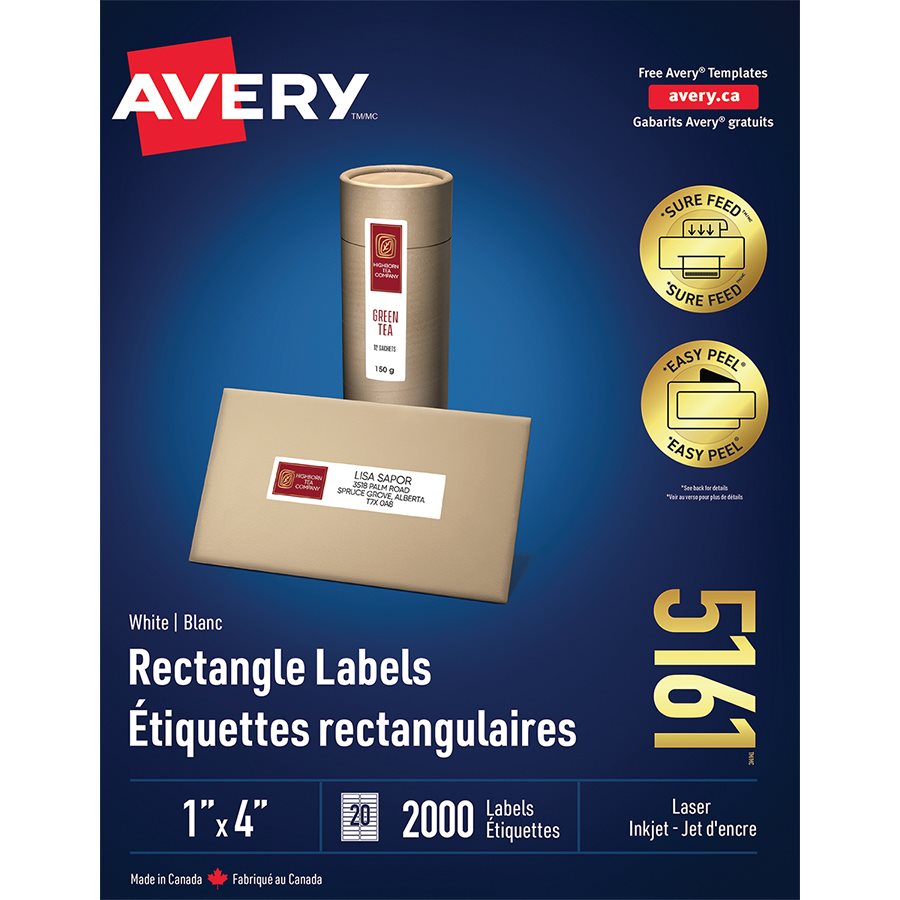 Easy Peel® White Rectangle Labels