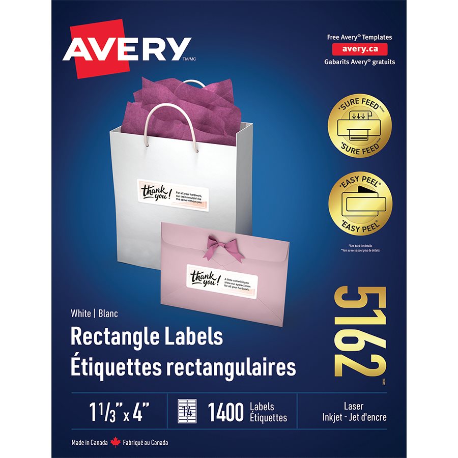 Easy Peel® White Rectangle Labels