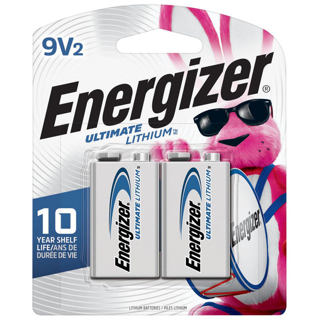 9 Volt Energizer ULTIMATE Lithium L522BP Batteries (2 Card)