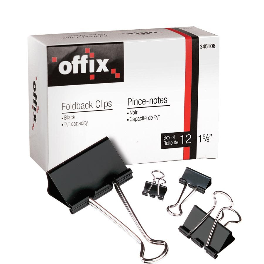 Offix® Foldback Clips (Box of 12)