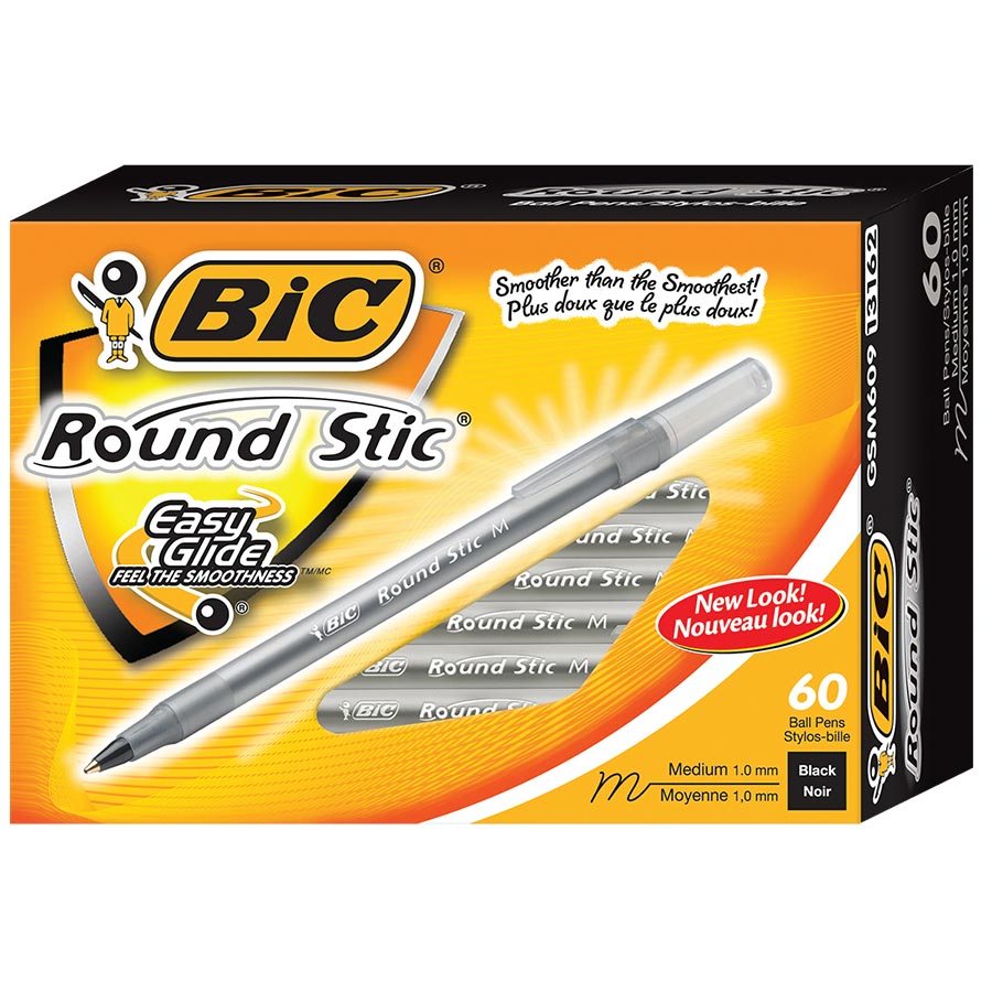 Round Stic™ Ballpoint Pens, Medium tip, 1.0mm