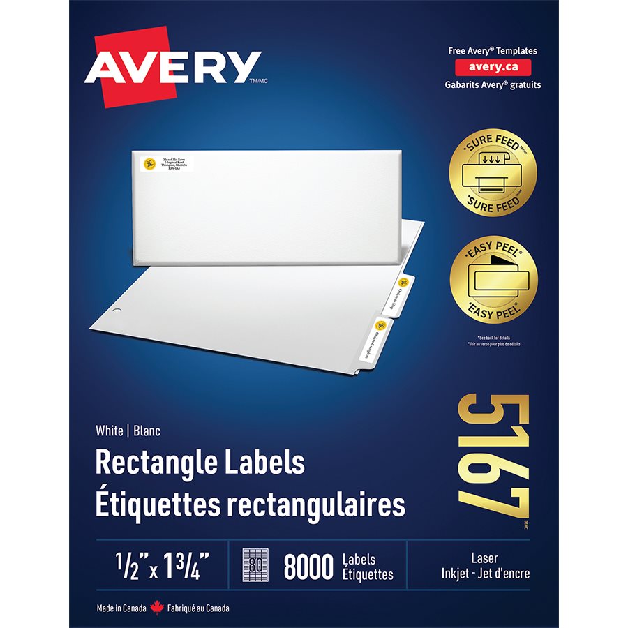 Easy Peel® White Rectangle Labels