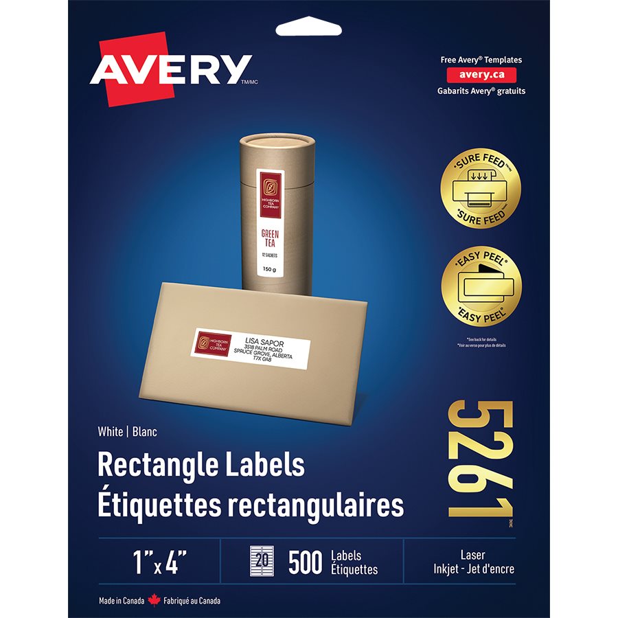 Easy Peel® White Rectangle Labels