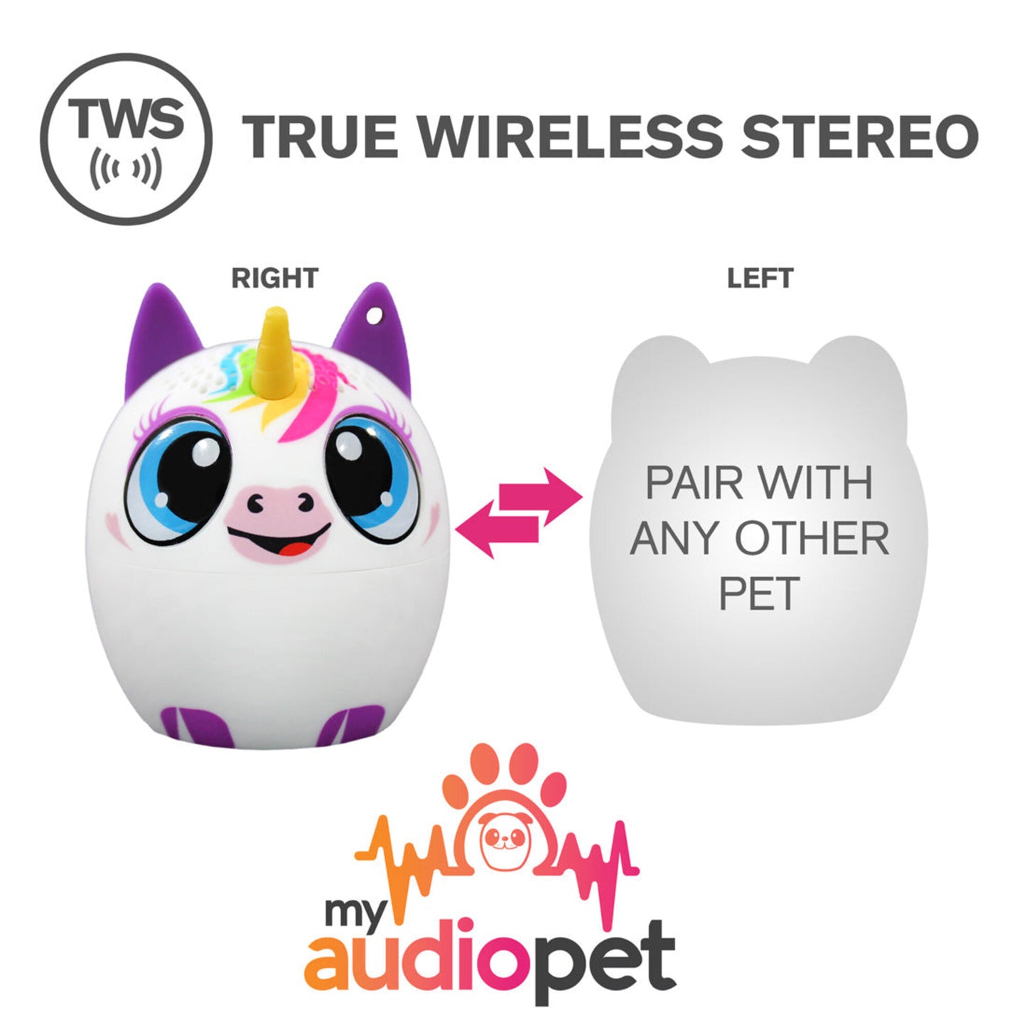 My Audio Pet Bluetooth Speaker Unicorn – Unichord Tws & Lanyard Included 3 Watts Built In Mic Selfie Remote