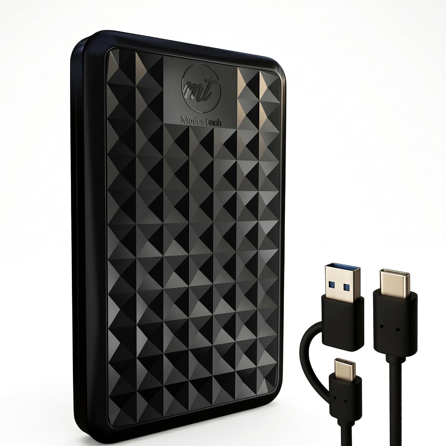 ModusTech Facet 1TB External Hard Drive Portable USB-C/USB 3.1 — Up to 2TB Slim HDD for Backup, Gaming, PC, Mac, Laptop, PS4, PS5, Xbox, Smart TV Black
