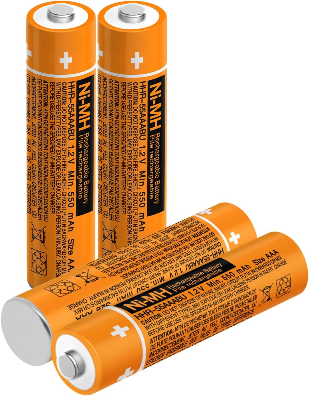 4pcs HHR-55AAABU AAA 1.2v Battery for Panasonic Cordless Wireless Phone Telephone Handset DECT 6.0 550mAh Rechargeable NI-MH