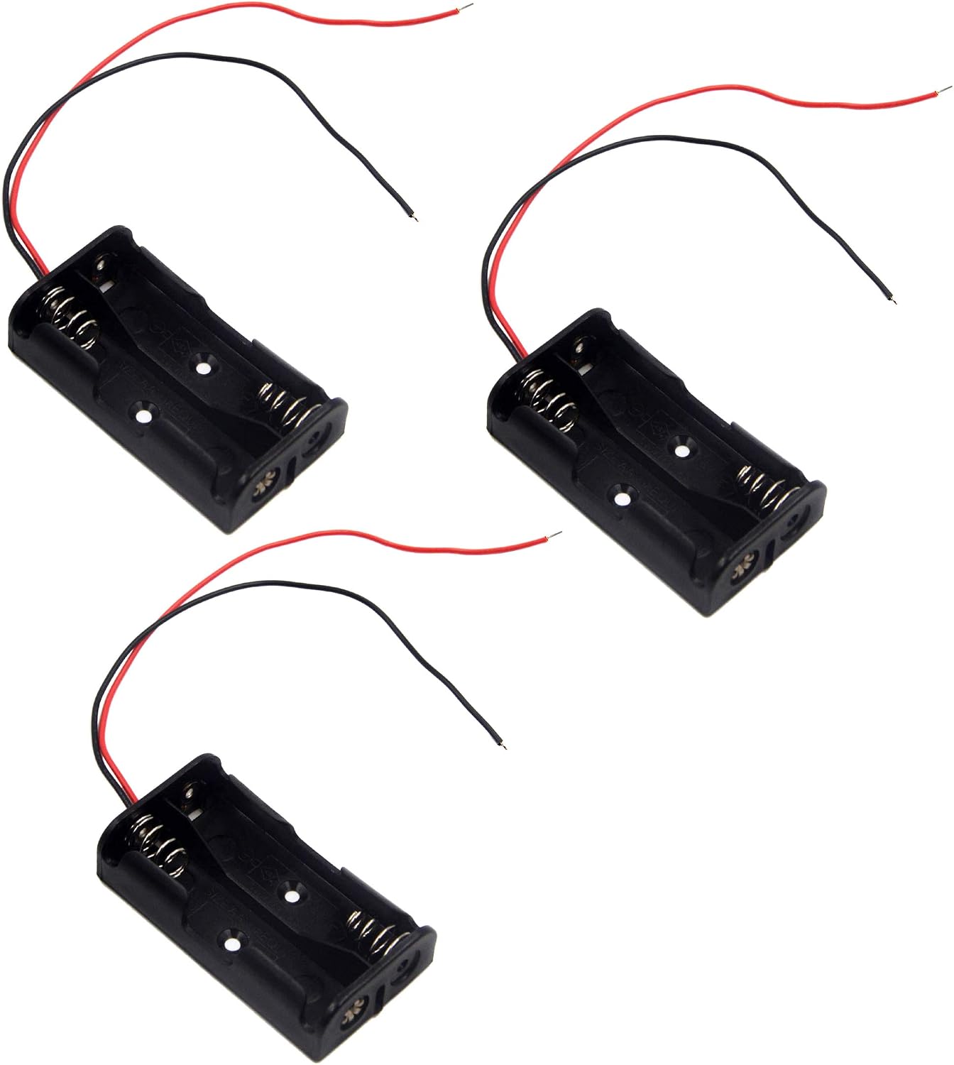LampVPath (Pack of 3 2 AA Battery Holder with Leads, 2 AA Battery Holder with Wires