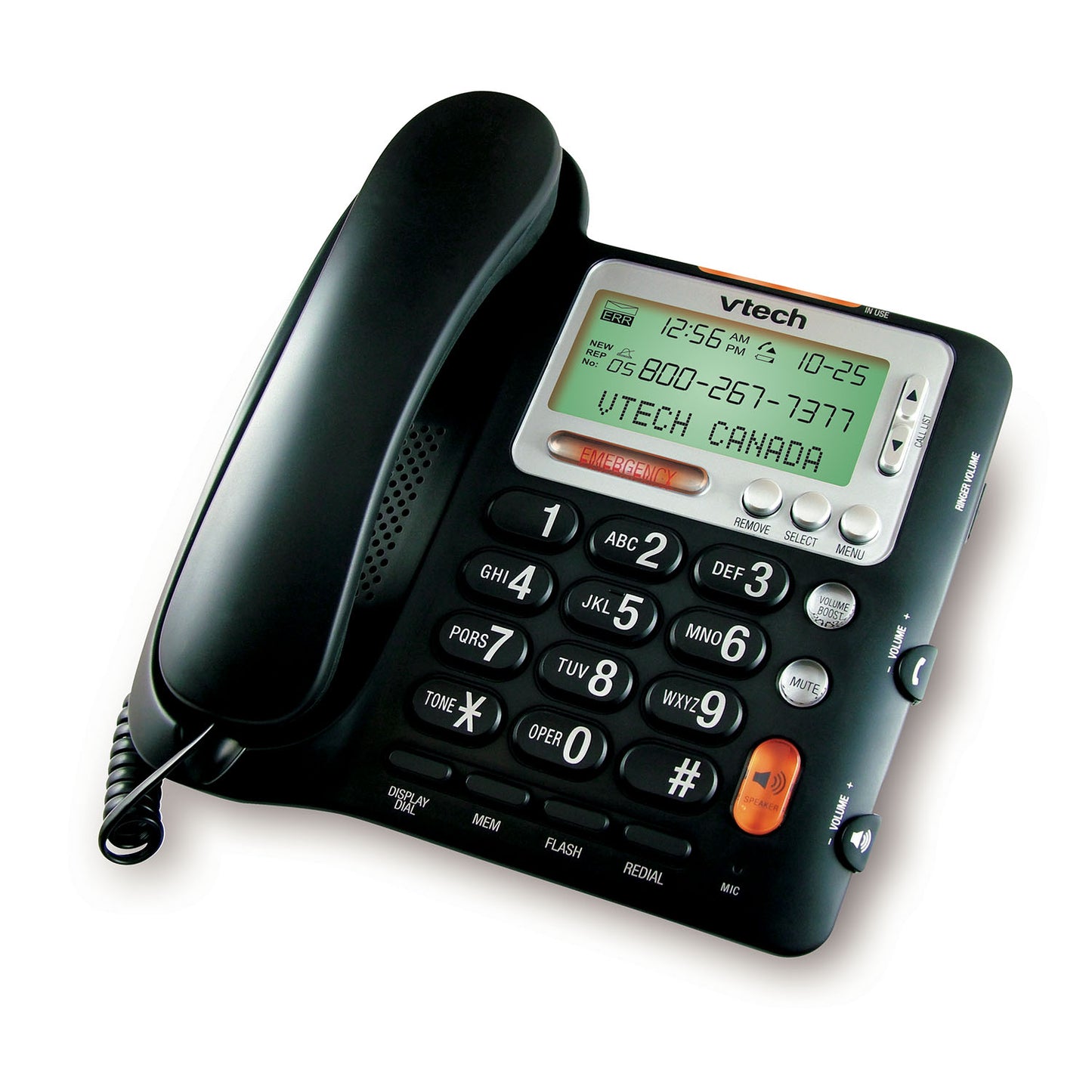 Vtech Corded Big Button Telephone, Volume Boost and Caller ID - Black (CD1281)