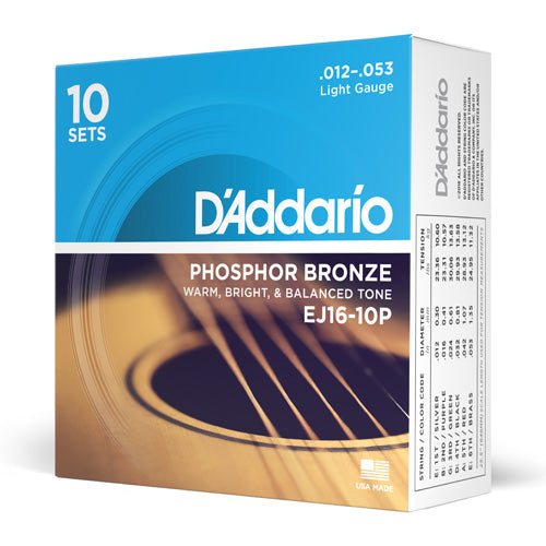 D'Addario EJ16 Phosphor Bronze LIGHT 12-53