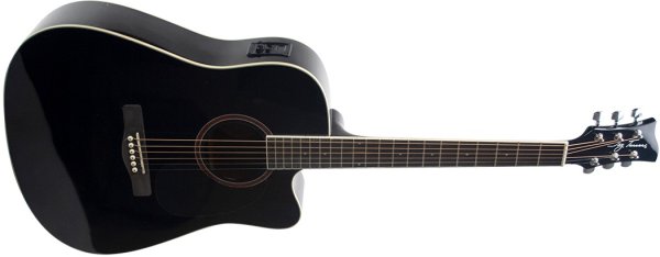 Jay Turser Dreadnought Cutaway Acoustic Guitar with EQ, Black