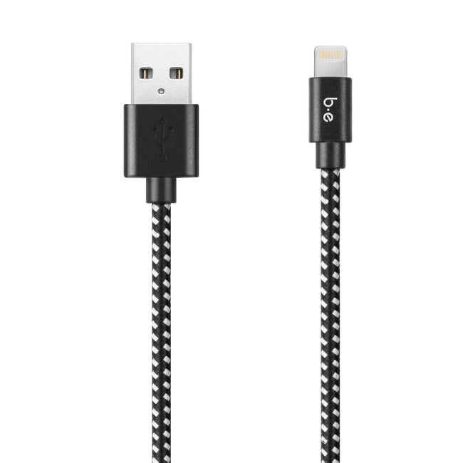 Blu Element - Braided Charge/Sync Lightning to USB Cable 4ft Zebra